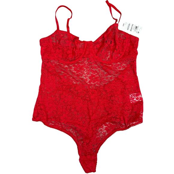 INC Concepts Lace Bodysuit Sheer Lace Cup Lingerie Teddy - Red Size XXL - $50 - Picture 2 of 10